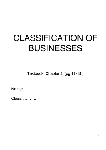 Classification of Businesses