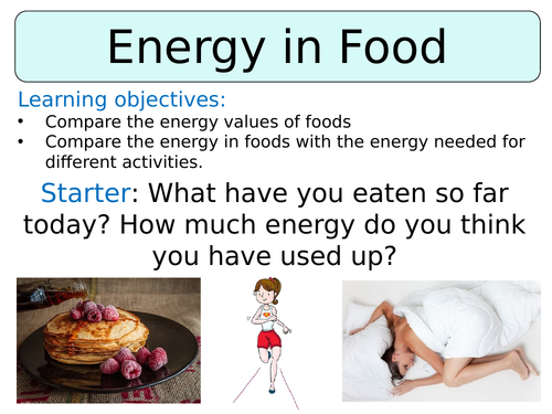 KS3 ~ Year 8 ~ Energy in Food