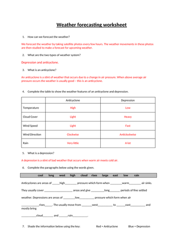 3 part lesson on weather forecasting - KS3 Geography