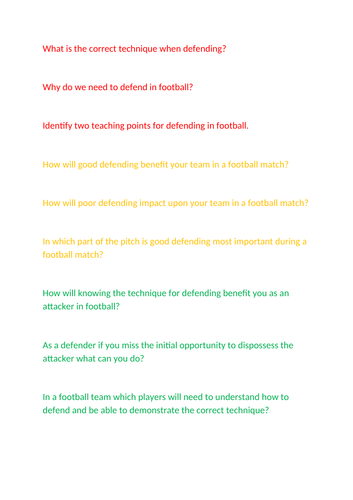 Football differentiated AFL Questions