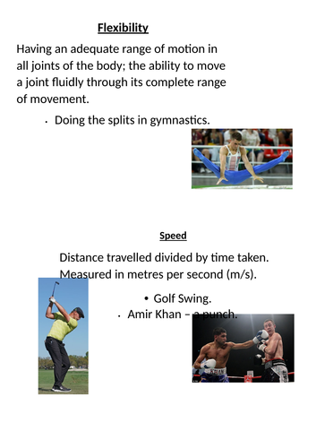 BTEC Sport Components of Physical Fitness Lesson