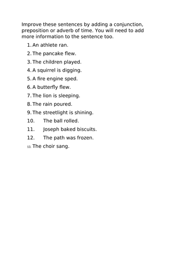 conjunctions, adverbs, prepositions