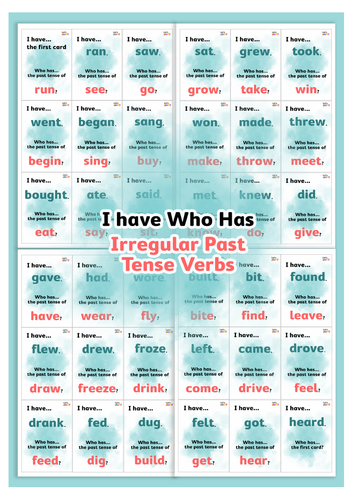 Irregular Past Tense Verbs "I have,Who Has"