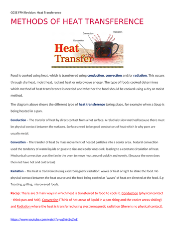 Heat transference - revision aid with video links