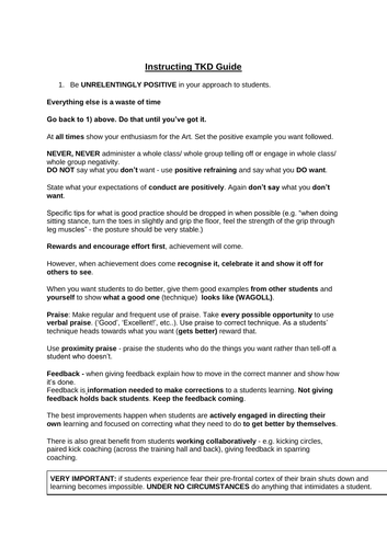 Coaching Martial Arts (Taekwon-Do)