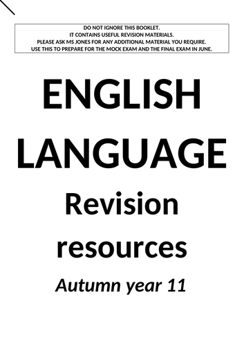 AQA English Language paper 1 - mock exams or revision booklet