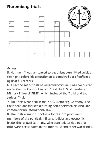 The Nuremberg trials crossword