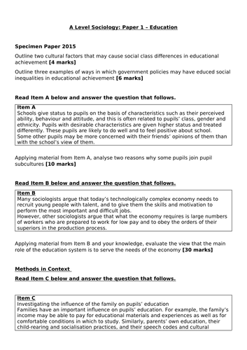 education question bank sociology