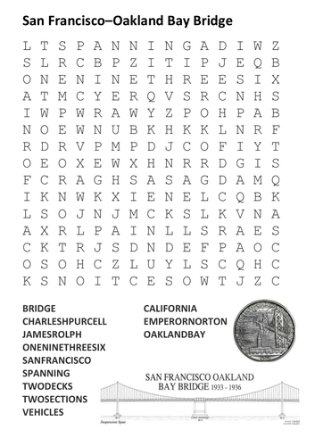 San Francisco–Oakland Bay Bridge Word Search
