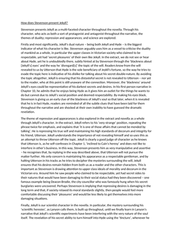 Jekyll and Hyde band 6 exemplar essay - character of Jekyll