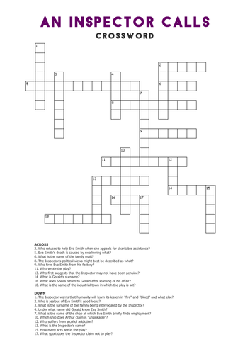 An Inspector Calls: Crossword