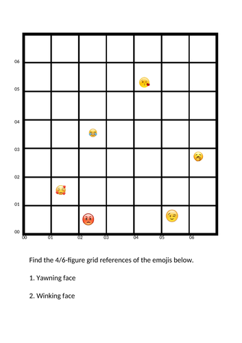 Emoji 4&6 figure grid reference challenge