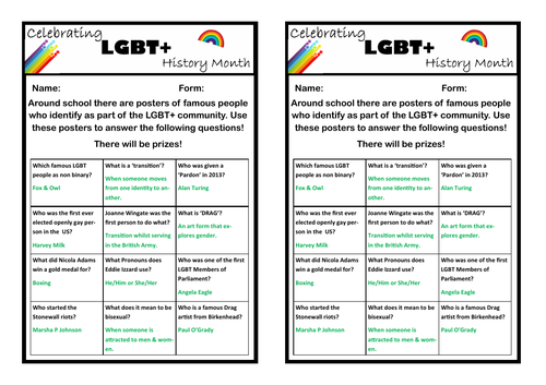 LGBT History Month Activity or Display (Information Hunt)