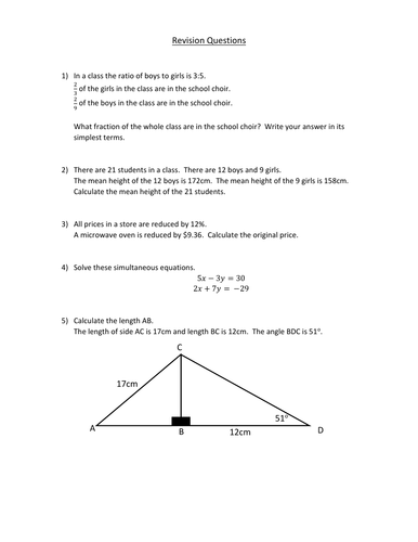 iGCSE Revision Questions