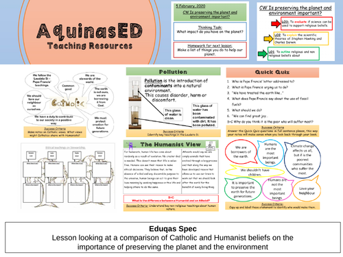 The Environment Catholic and Humanist views EDUQAS