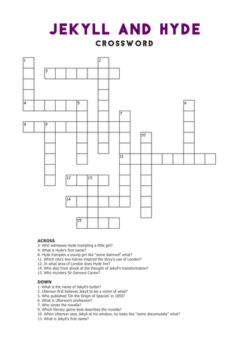 Jekyll and Hyde: Crossword