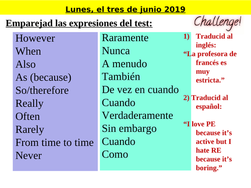 Deportes y actividades -AR verbs - KS3
