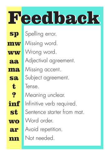 mfl-feedback-abbreviations-teaching-resources