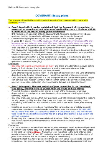 OCR A Level RS Covenant essay plans (Judaism)
