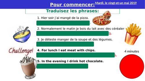 La nourriture - Listening and reading Practice -  French KS3