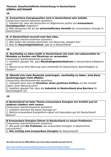 Edexcel German A-Level (A2)Speaking practice booklet Gesellschaftliche Entwicklung in Deutschland &