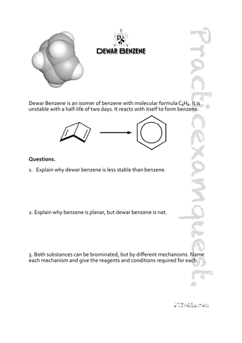 Dewar Benzene: practicexamquest