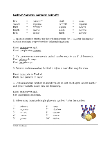 spanish-ordinal-numbers-handout-worksheet-n-meros-ordinales-teaching-resources