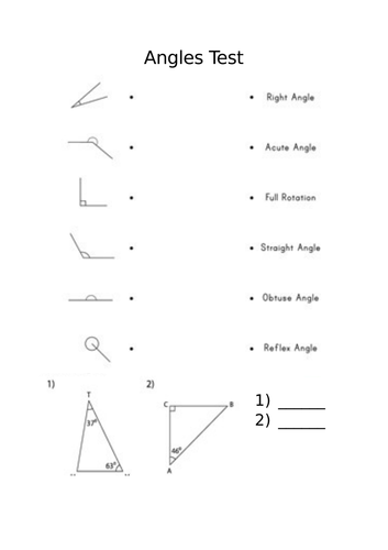 Angles end of topic test