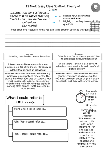 GCSE Sociology - Theories of Crime Essay Scaffold