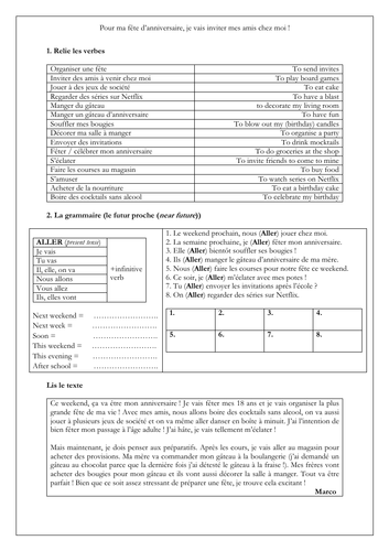 French GCSE mon prochain anniversaire