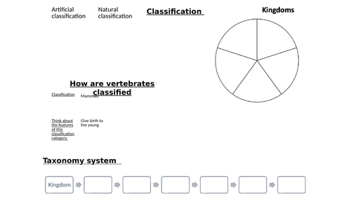 Classification Overview sheet