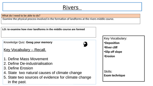 Examine exam practice - Meanders / Ox Bow lakes
