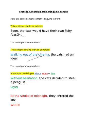 Penguin in Peril and Fronted Adverbials