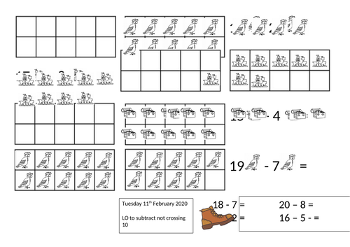Year 1 subtraction not crossing 10 Pirate