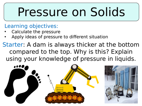 Ks3 Year 8 Pressure On Solids Teaching Resources