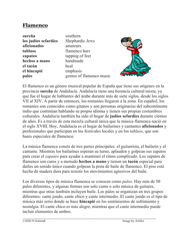 Flamenco Lectura y Cultura: Intermediate Level Spanish Reading on Flamenco