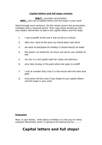 Capital letters and full stops revision