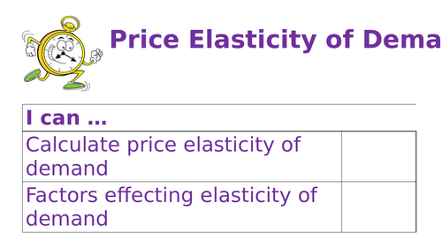 PRICE ELASTICITY OF DEMAND REVISION ALEVEL BUSINESS