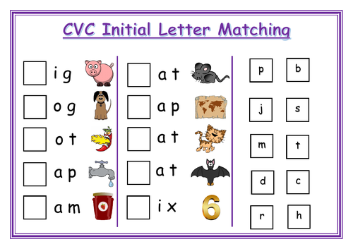 CVC Word Initial Letter Matching SEN/EYFS