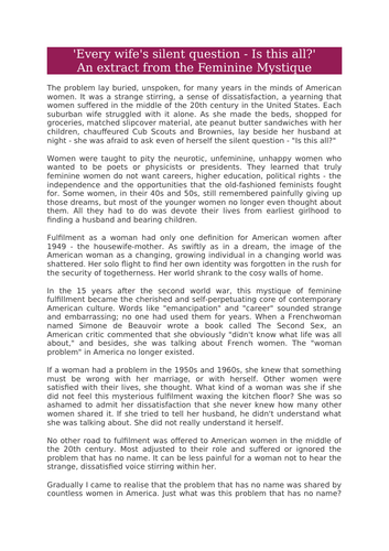 Lesson: AQA GCSE History America 1920-1973 - Feminism