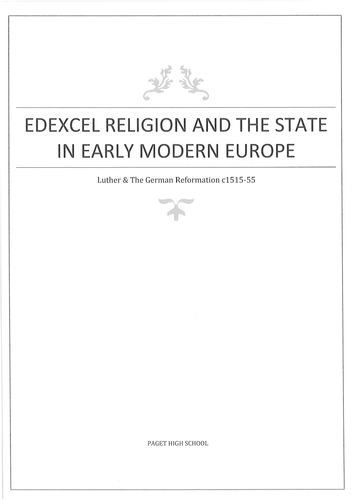 Edexcel Unit 2b Luther and German Reformation Workbooklet