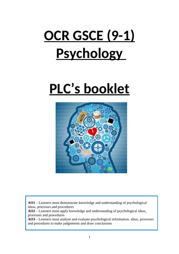 OCR GCSE 9-1  Psychology PLC booklet