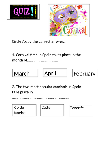 El Carnaval - Quiz
