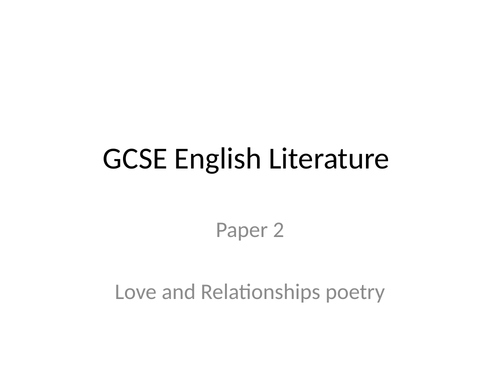AQA GCSE Eng Lit Poetry Love and Relationships Anthology Practice Question Revision