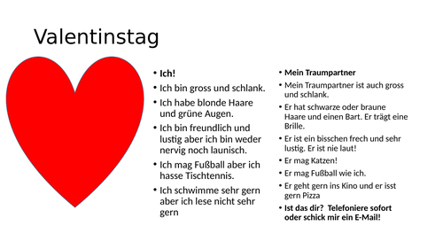 German Valentines Day activity
