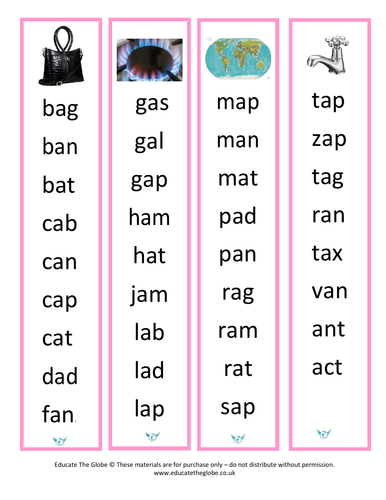 CVC Word List Short A