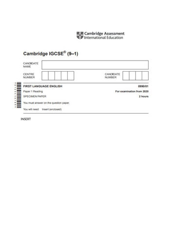 CIE English Language 0990 0500 mock paper 2020
