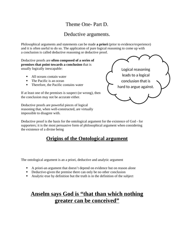 Eduqas Philosophy (Theme One) D,E,F revision booklet.