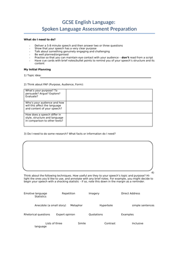 How to write a speech - planning support