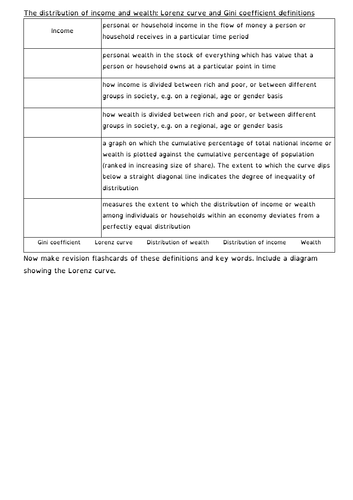 A-level Economics (and Geography) The Lorenz curve and Gini coefficient
